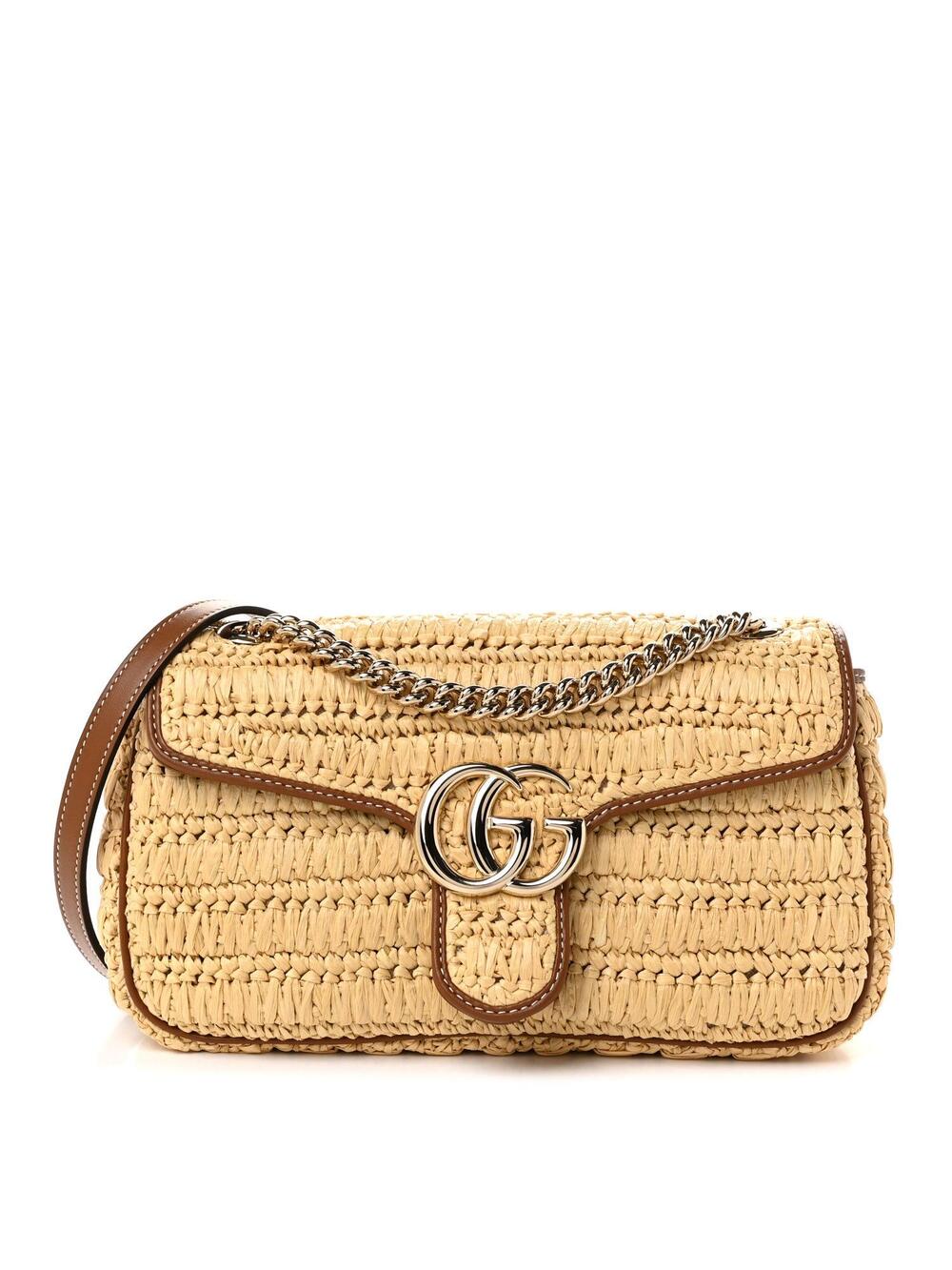 Gucci Calfskin Raffia Woven Small Gg #362115G11B